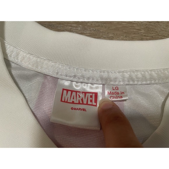 The Amazing Spider-Man Jersey Women's Sz L Oversized Pink Shirt Striped - Picture 3 of 7